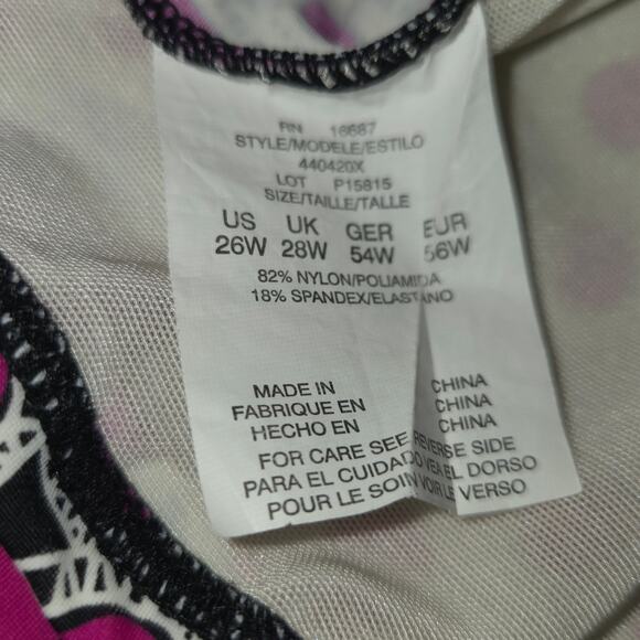 A&H Sportswear Womens 26W Tankini Top Plus Size Swimsuit Pink Black Polka Dots - Picture 3 of 16